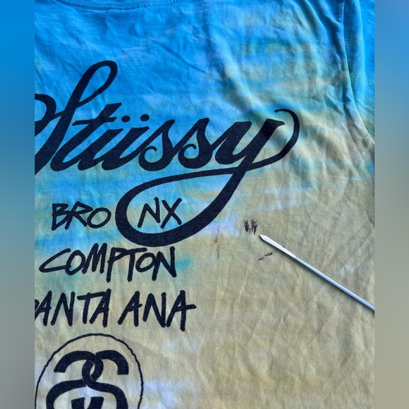 Vintage STUSSY Y2K World Tour Tie-Dye Shirt Double-Sided Graphic Tee Mexico Sz M - Picture 5 of 8